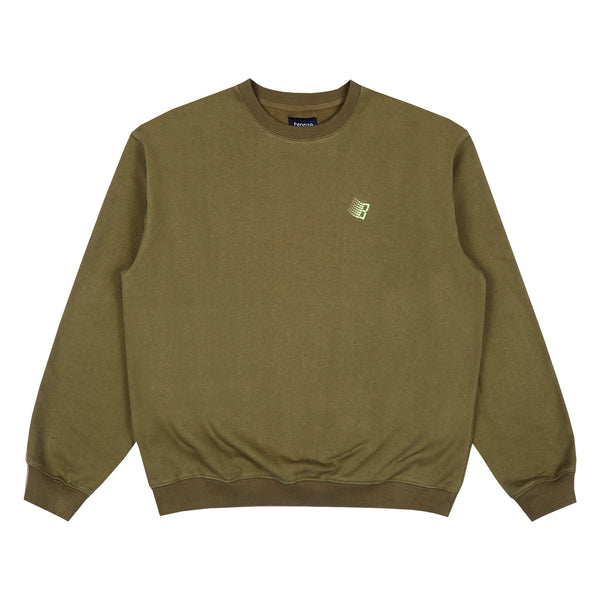 Bronze56 Skateboards Logo Crewneck Olive