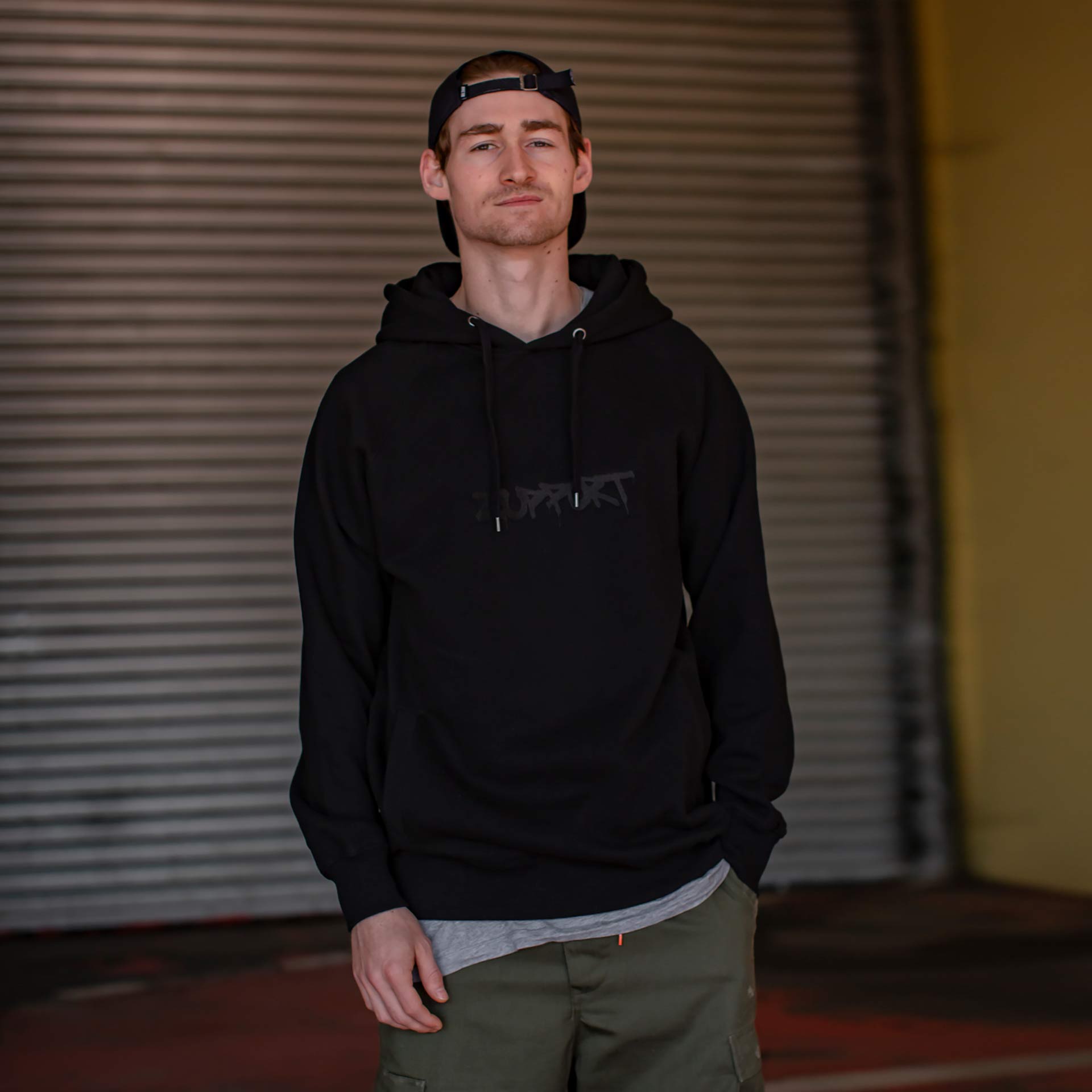 ZUPPORT stitched Tag Logo Hoody black