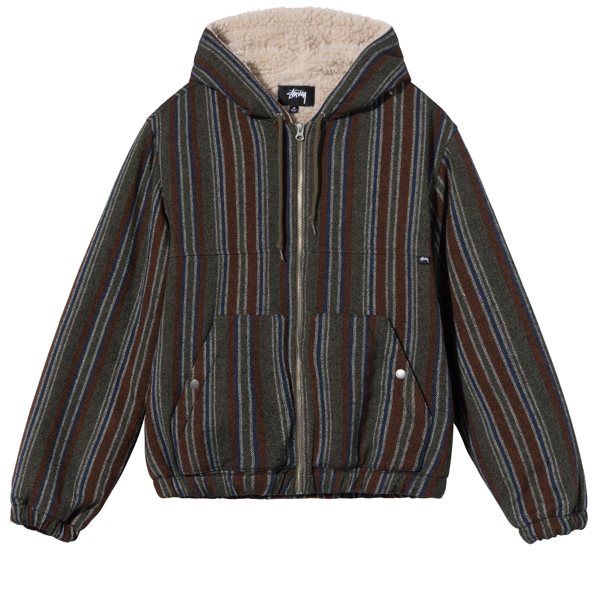 Stüssy Wool Stripe Work Jacket Olive 01