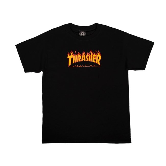 Thrasher Youth Flame Logo T-Shirt Black 01
