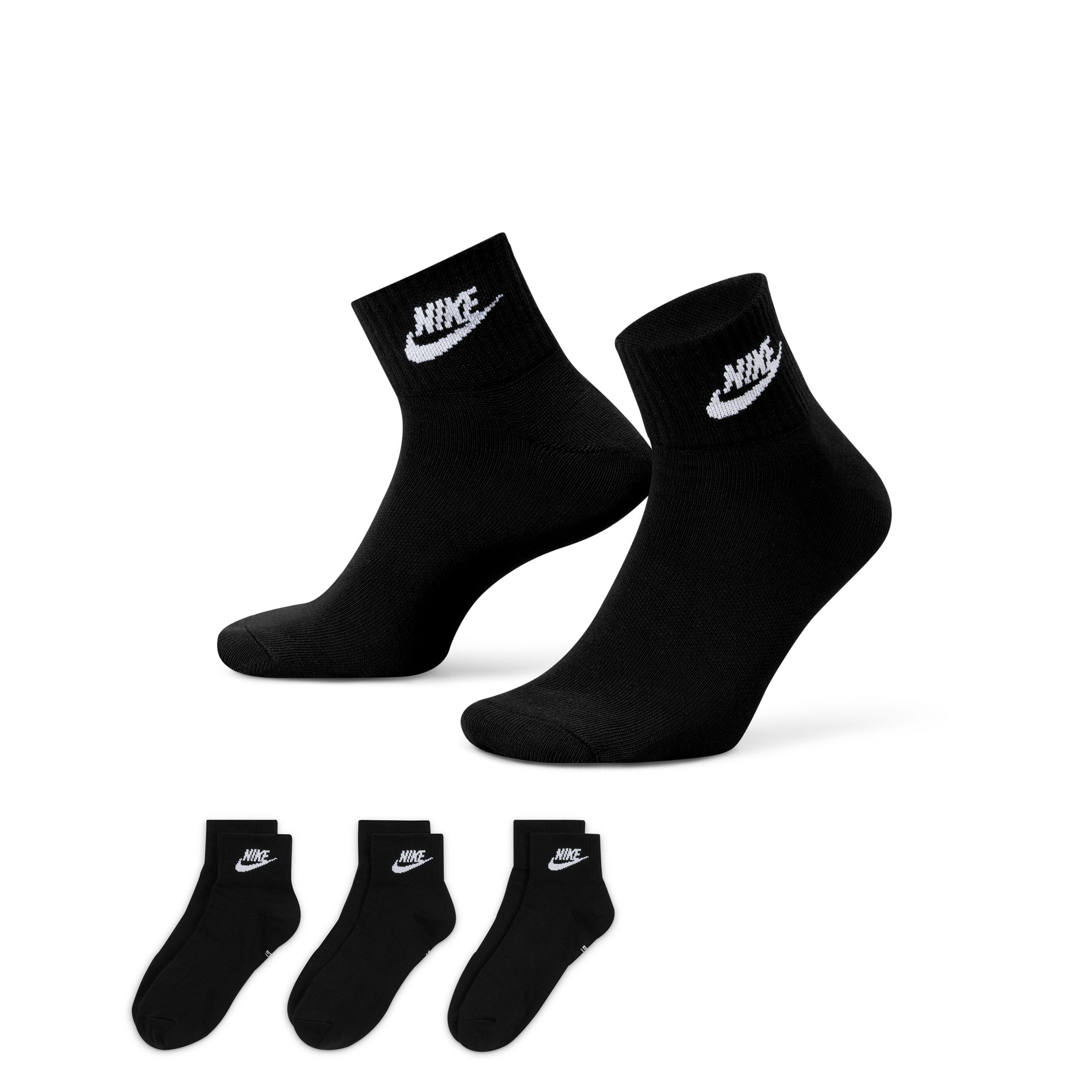 Nike Everyday Essential Ankle Socks Black (3 Pairs) 01