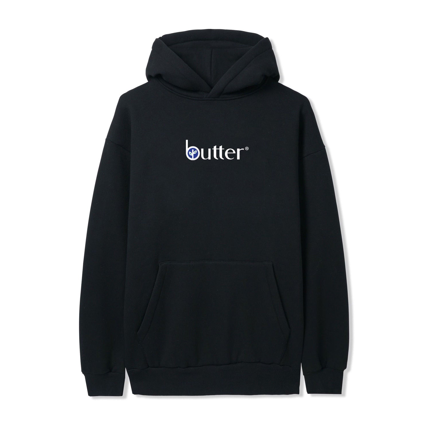 Butter Goods Leaf Classic Logo Pullover Hood Black 01