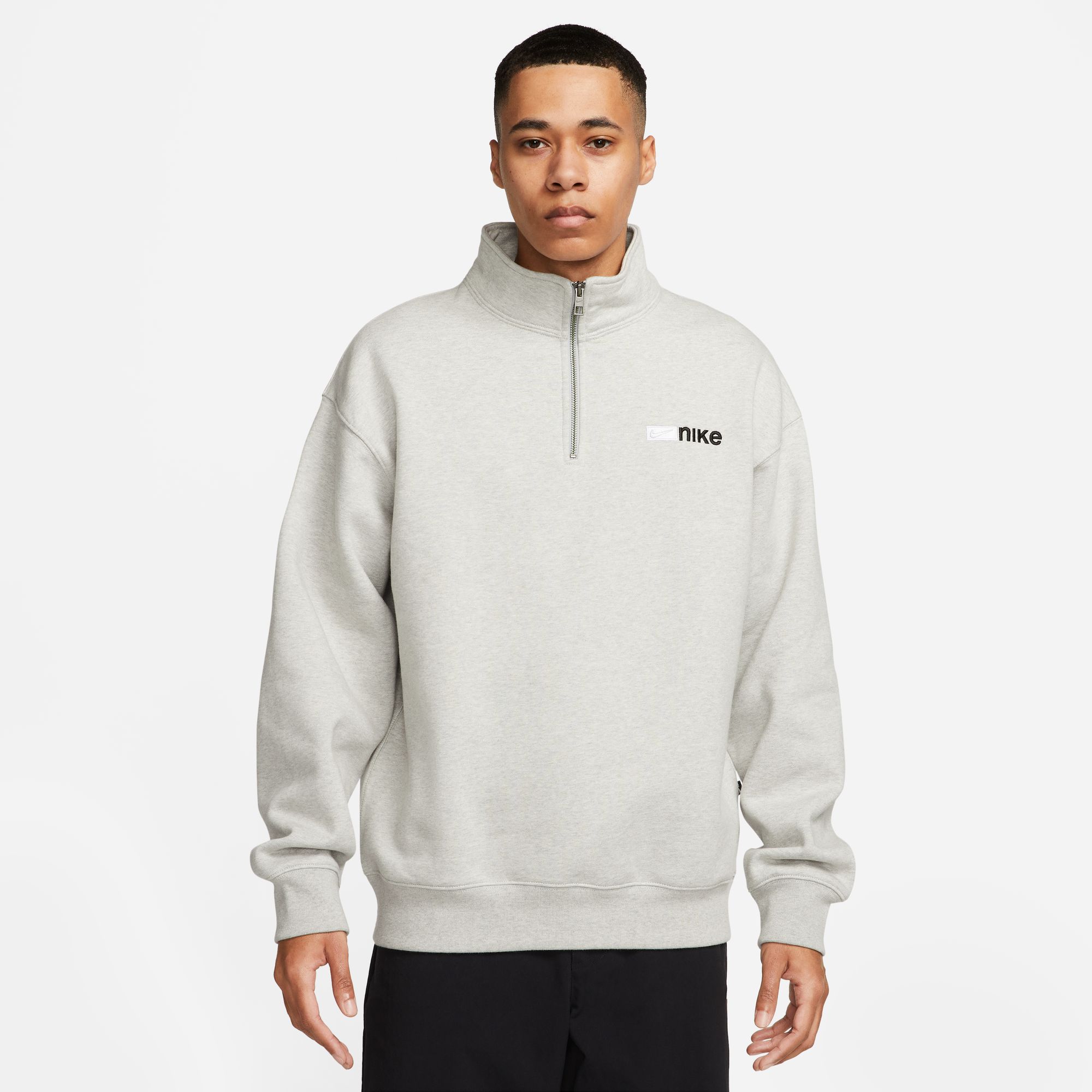 Nike SB 1/4-Zip Fleece Skate Pullover Grey 01