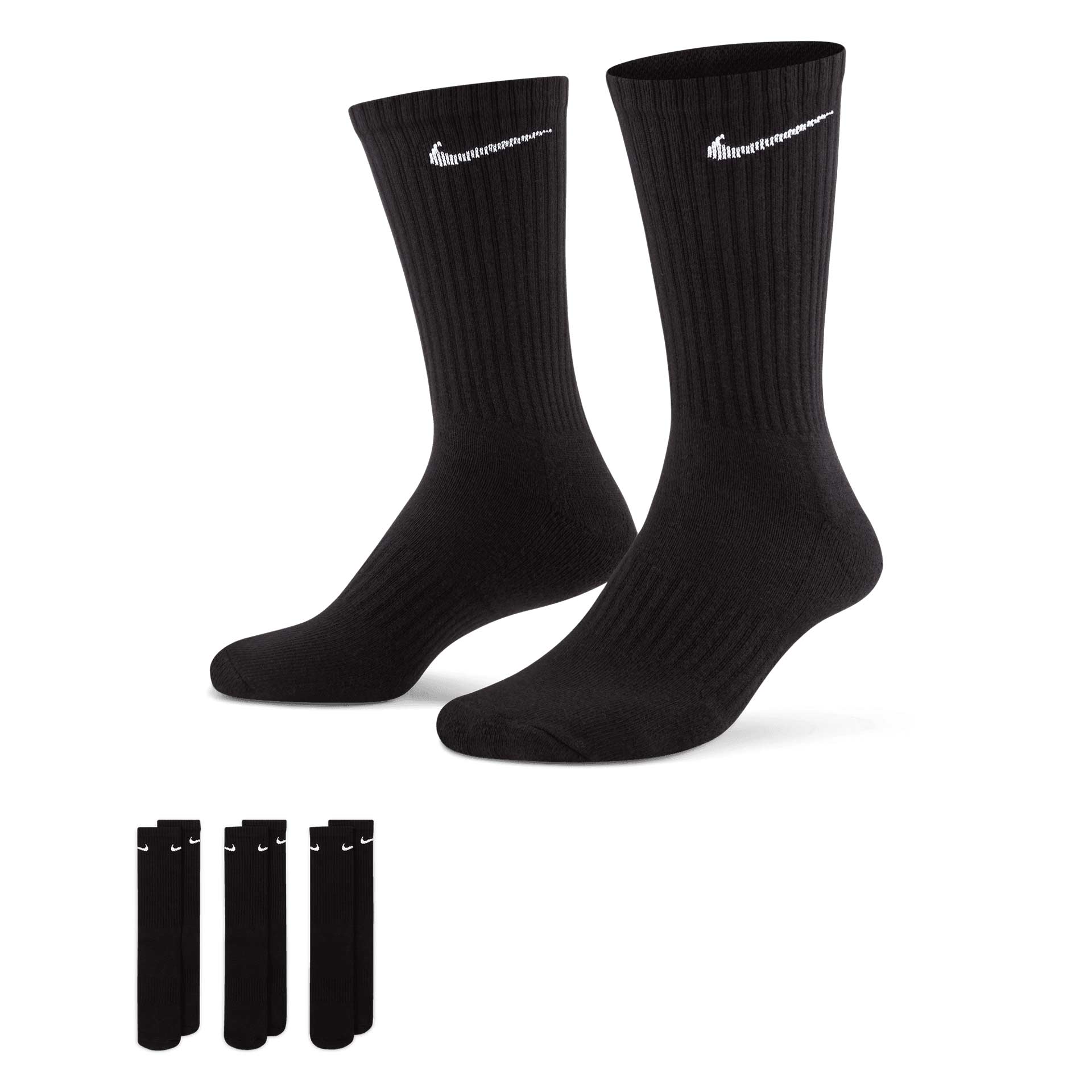 Nike Everyday Cushioned Training Crew Socks (3 Pairs) Black 01