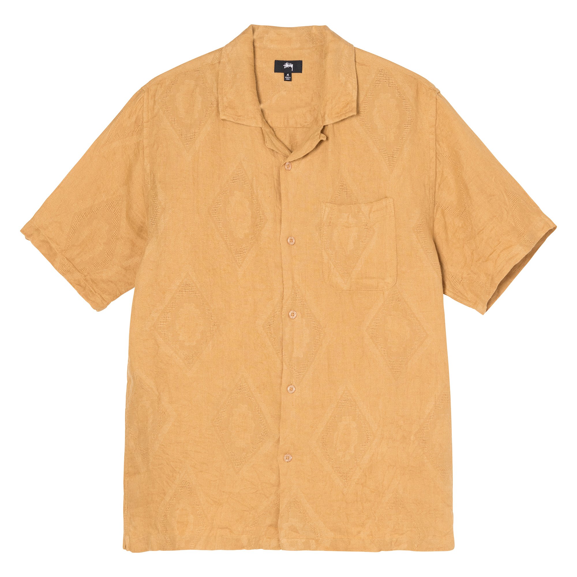 Stüssy Diamond Jacquard Linen Shirt Mustard 01